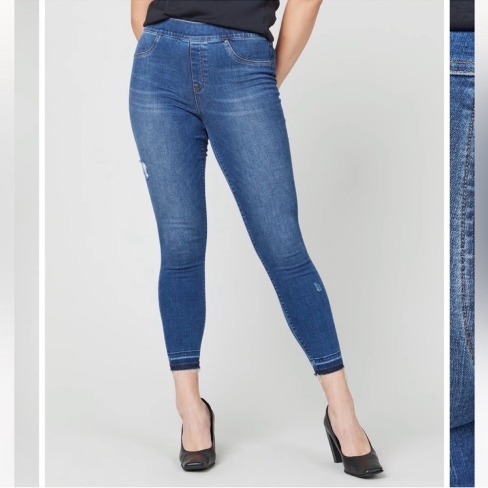 Spanx Distressed Ankle Skinny Jeans Medium Wash Medium